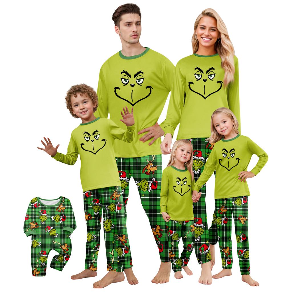 Christmas Print Cute Family Set Pajamas, Home Clothes, Family Set Long Sleeve Top Pants Set