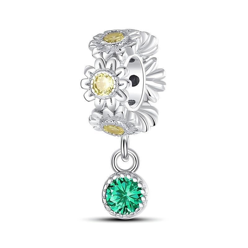 S925 Silver Sunflower K Gold Horseshoe Bead Pendant Charm DIY Bracelet Necklace Accessories