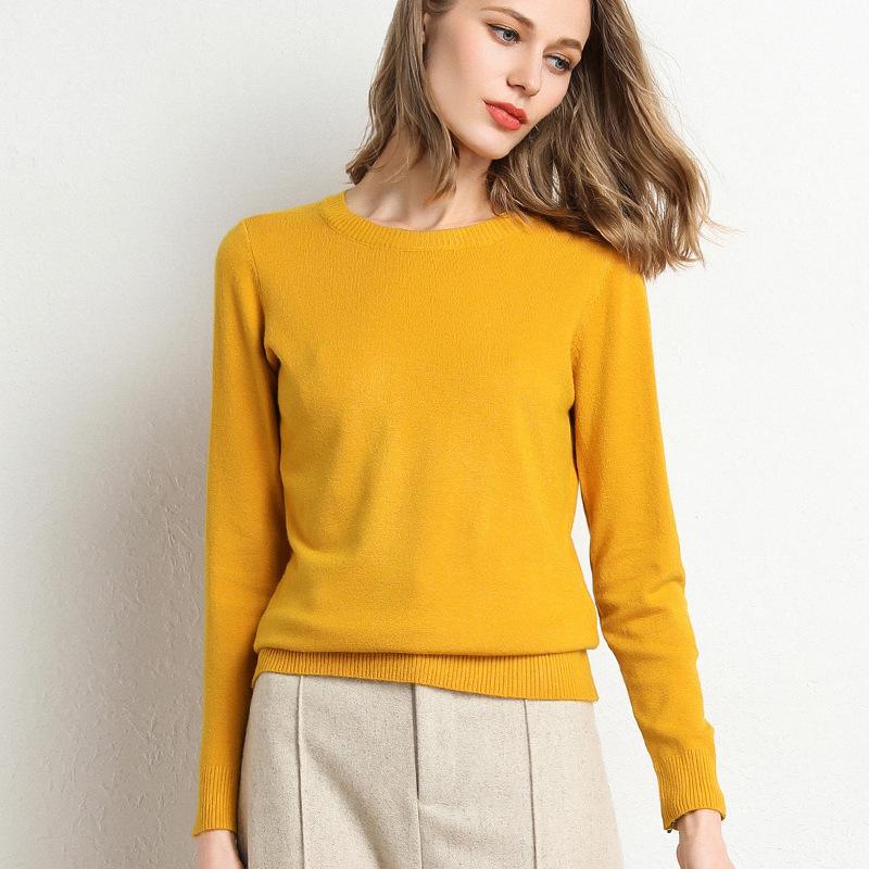 New Autumn Winter Women's Plus Size Round Neck Long Sleeve Knitwear Base Layer