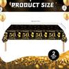50th Black Gold Birthday Tablecloths Plastic Disposable 2 Pack Table Cloth Happy Party Birthdays Decorations Rectangular Table Cover 54"x108"