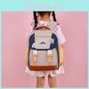 Color Block Backpack With Cartoon Animal Pendant Small Bag For Preschool Kids