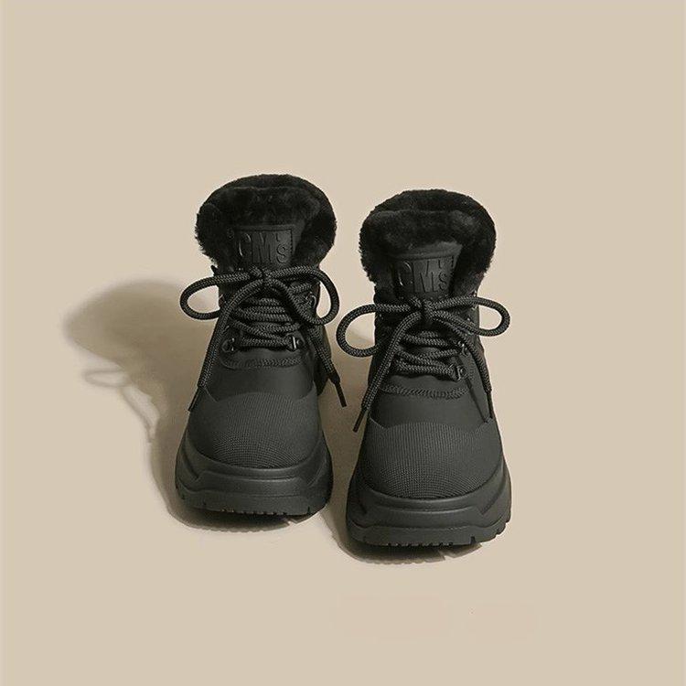 [Ushilai] Dicksohlige rutschfeste Schneestiefel für Damen 2025 Winter neue Samt verdickte warme Oberbekleidung Martin Stiefel