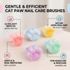 Cat Paw Nail Brush Soft Dense Cute Lightweight Open Ring Nail Brush for Salon Home Use 5pcs