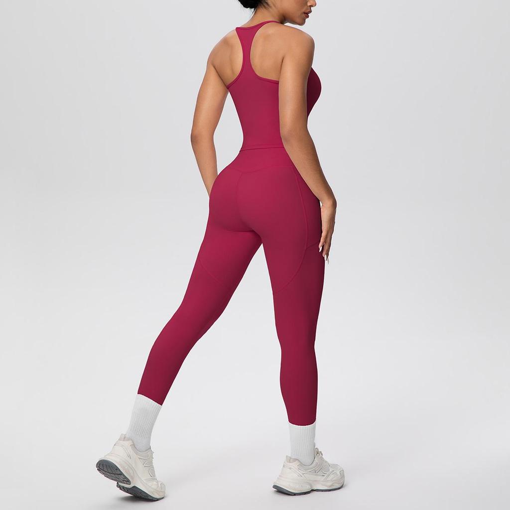 Cross-Strap Racerback Yoga Fitness Set with Hip-Lifting Pants