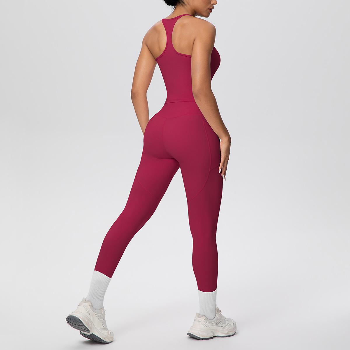 

Racerback Tank & High-Waisted Leggings with Pockets - Outdoor Fitness & Yoga Wear L