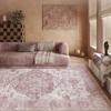 Pink Vintage Living Room Carpet Nordic Style Light Luxury Art Bedroom Rug Machine Washable Foldable Non-slip Coffee Table Mat 