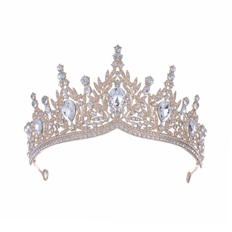 Der Braut Hochwertiger Luxuriöser und Grandioser Kronen Kopfschmuck Hochzeit Geburtstagsfeier Retro Barock Bunte Diamantenkrone