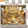 2D Shiny Gold Glitter Happy Birthday Backdrop Banner Party Decoration