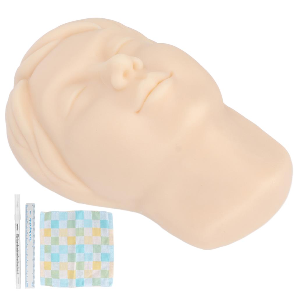 Silicone Head Model Simulation Soft Reusable Silicone Mannequin with Ruler Pen for Eyebrow Tattoo