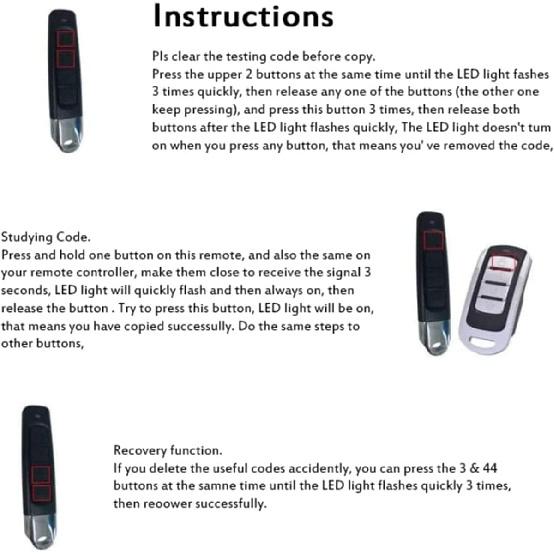 4-in-1 Remote Control Duplicator, Remote Control Duplicator for Cars, Wireless Cloning Key Fob Duplicator, 433MHz Copy Remote Controller, Universal