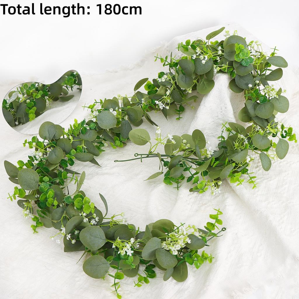 1.8-meter-long Artificial Simulated Eucalyptus Vine, Wedding Arch, Family Party Decoration, Entrance,Thanksgiving Decoration
