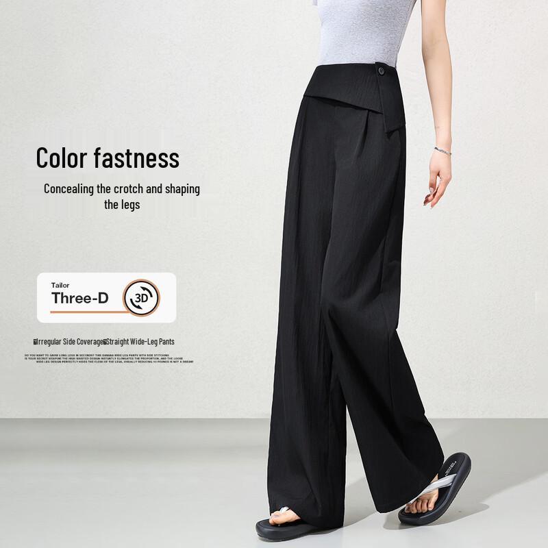 Women s High-Waisted Straight Wide-Leg Casual Pants S