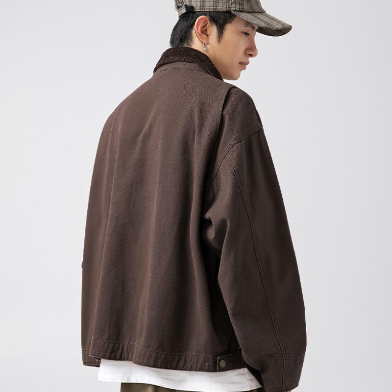 Spring and Autumn New Men's Retro Old Loose Stitching Laps Jacket