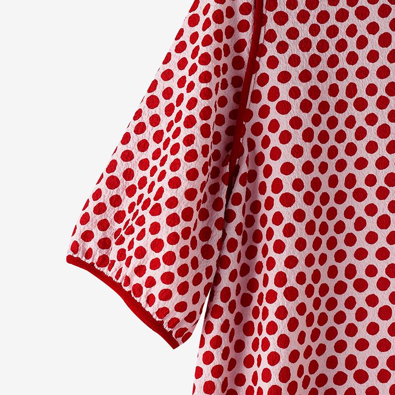 ZANZEA Dámská ležérní halenka s polka dot tiskem do O s výstřihem do O