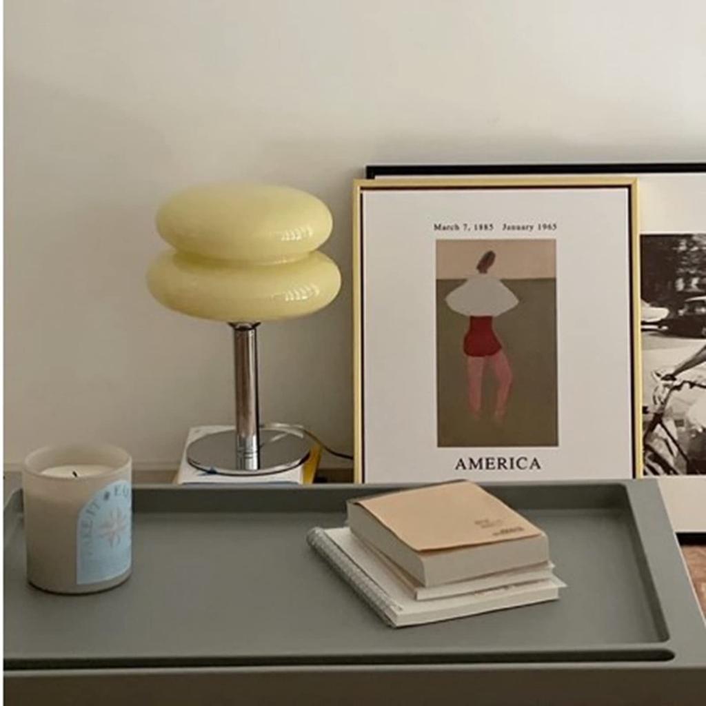 Egg Tart Shaped Table Lamp, Soft Light, Wide Applicability, USB Desk Lamp for Office Girls (Beige)