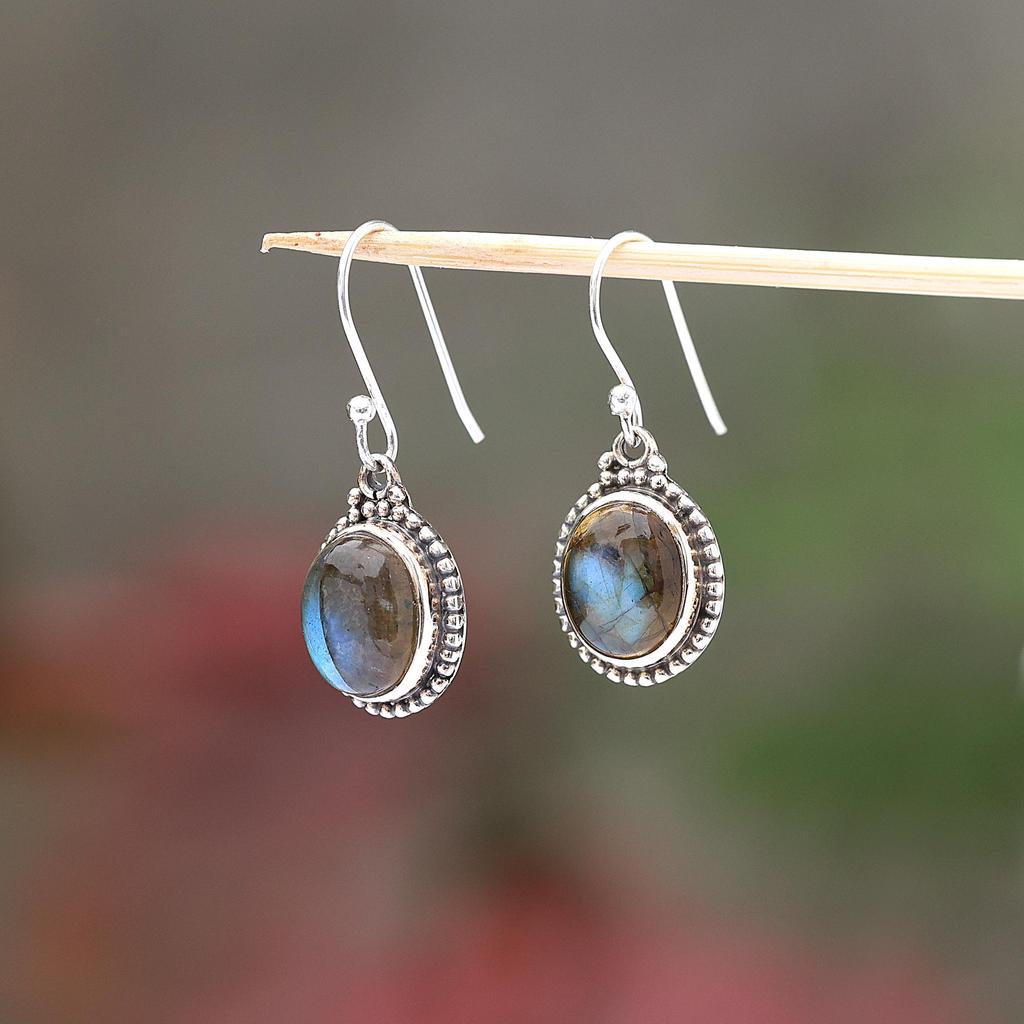 Natural Labradorite Gemstone Earring 925 Sterling Silver Handmade Jewelry Dangle Earring