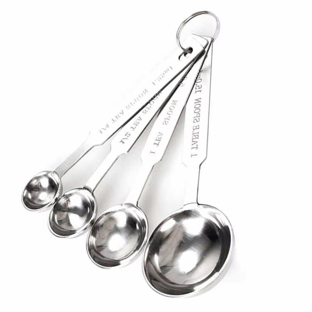 4Pcs Long Handle Measuring Spoons Set Teaspoon Coffee Sugar Scoop Baking Measuring Set Baking Tool