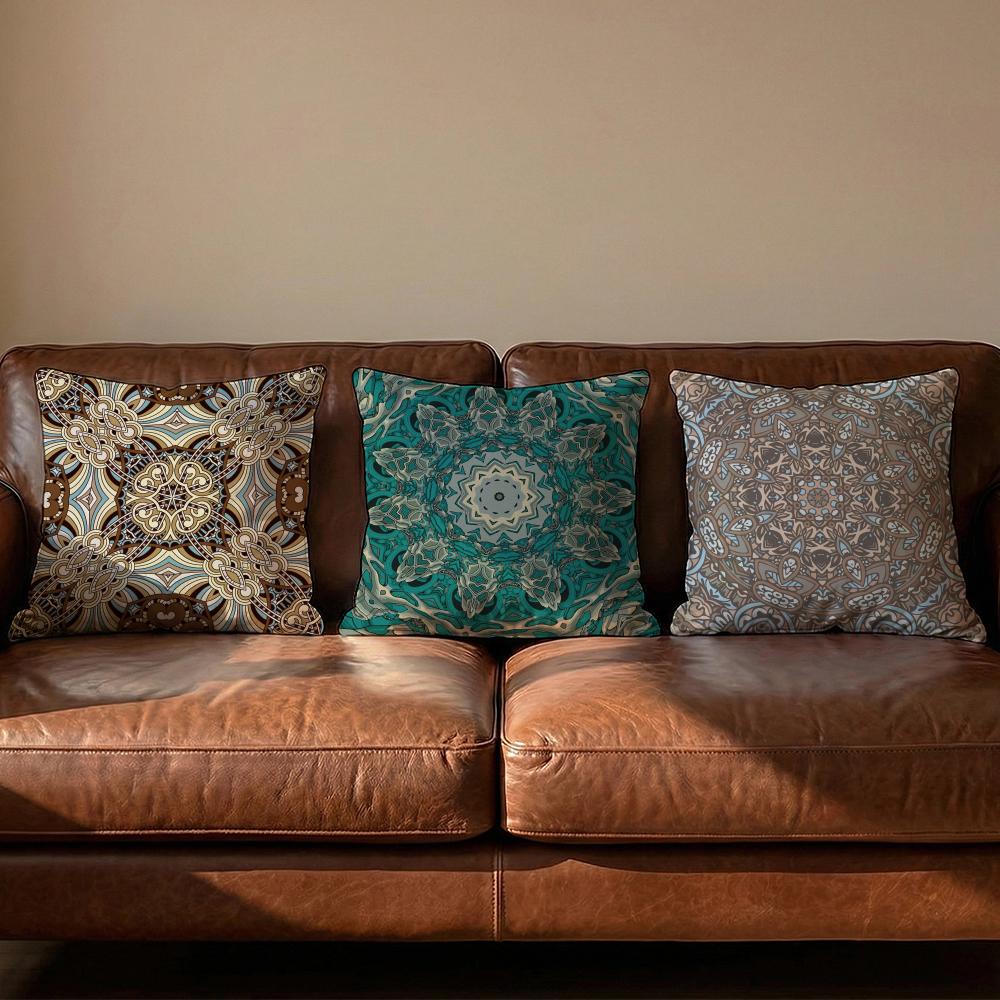 Boho Mandala Floral Pattern Cushion Cover Soft Reversible  Durable Pillow Cover  MultiScene Use for Home  Car Daily Comfort