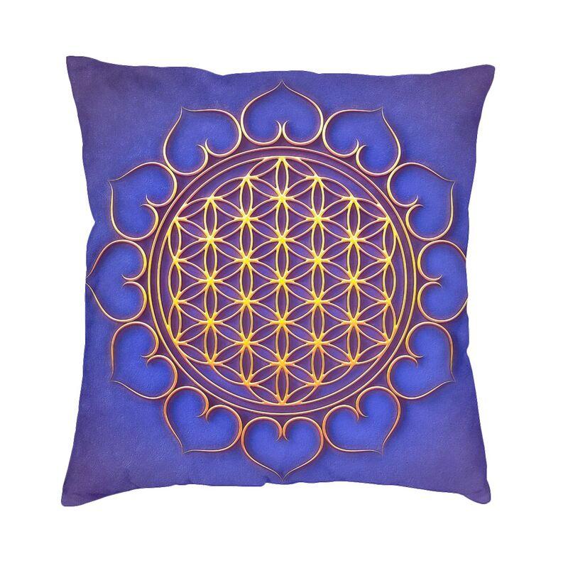 Sacred Geometry Flower Of Life Kuddfodral 45*45cm för vardagsrumssoffa Geometrisk Mandala Kuddfodral Sammets örngott