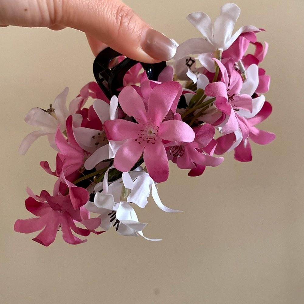 Exquisite Acrylic Flower Hair Claw Colorful Cloth Large Shark Clip Korean Style Headdress Hair Crab Clip Party