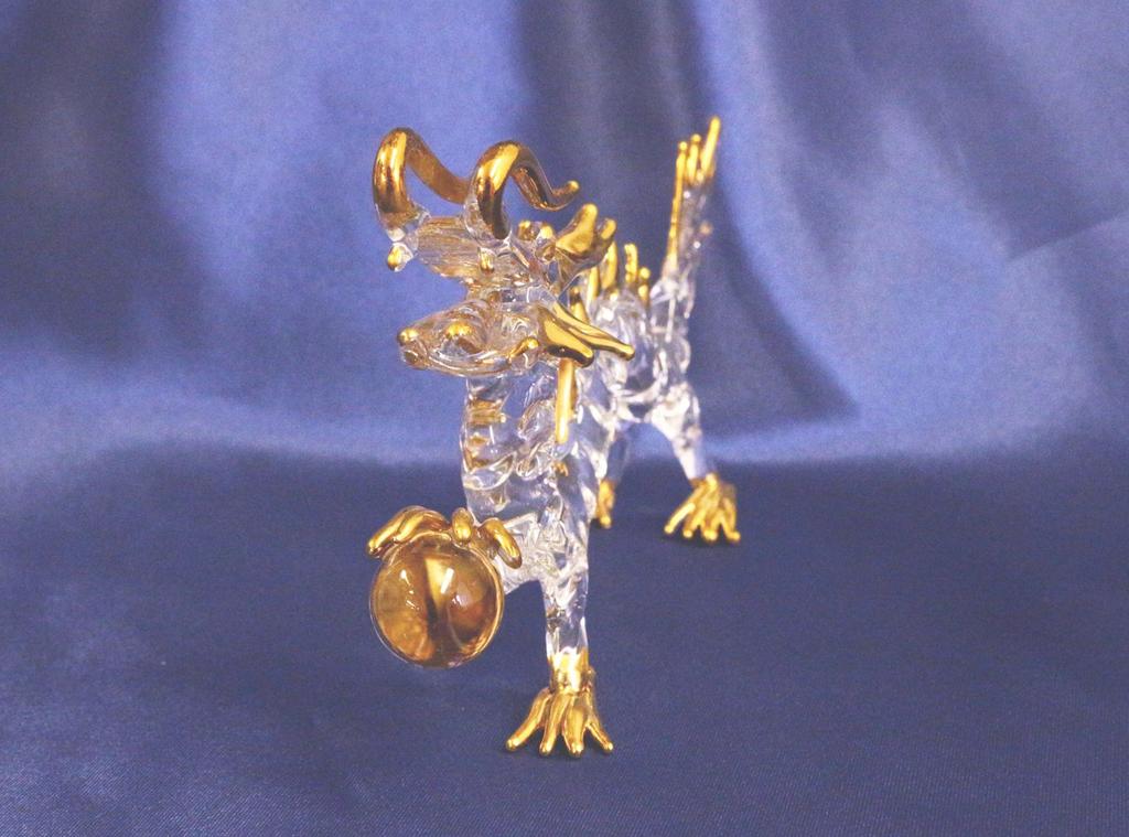 Fourcart Handmade Glass Natural Quartz Crystal Dragon 4-inch x 3-Piece Set