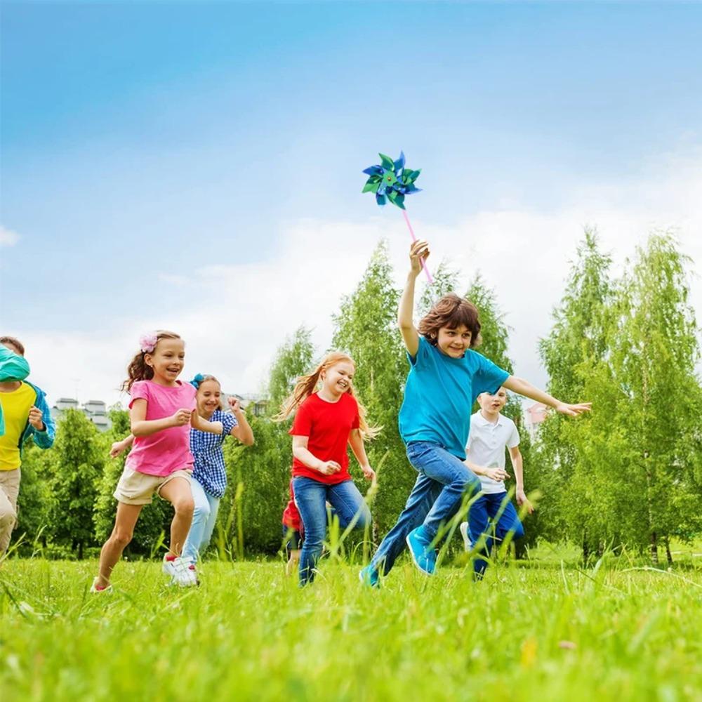 Plastic Windmill Easy Installation Garden Pinwheels Kids Toys Wind Spinner  Home