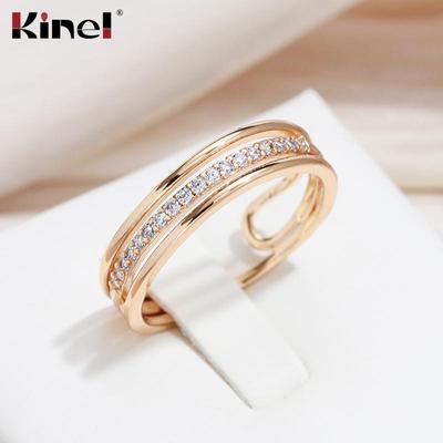 Kinel Benzersiz Çok Katmanlı Yüzük Kadınlar için Doğal Zirkonya Butik Takı