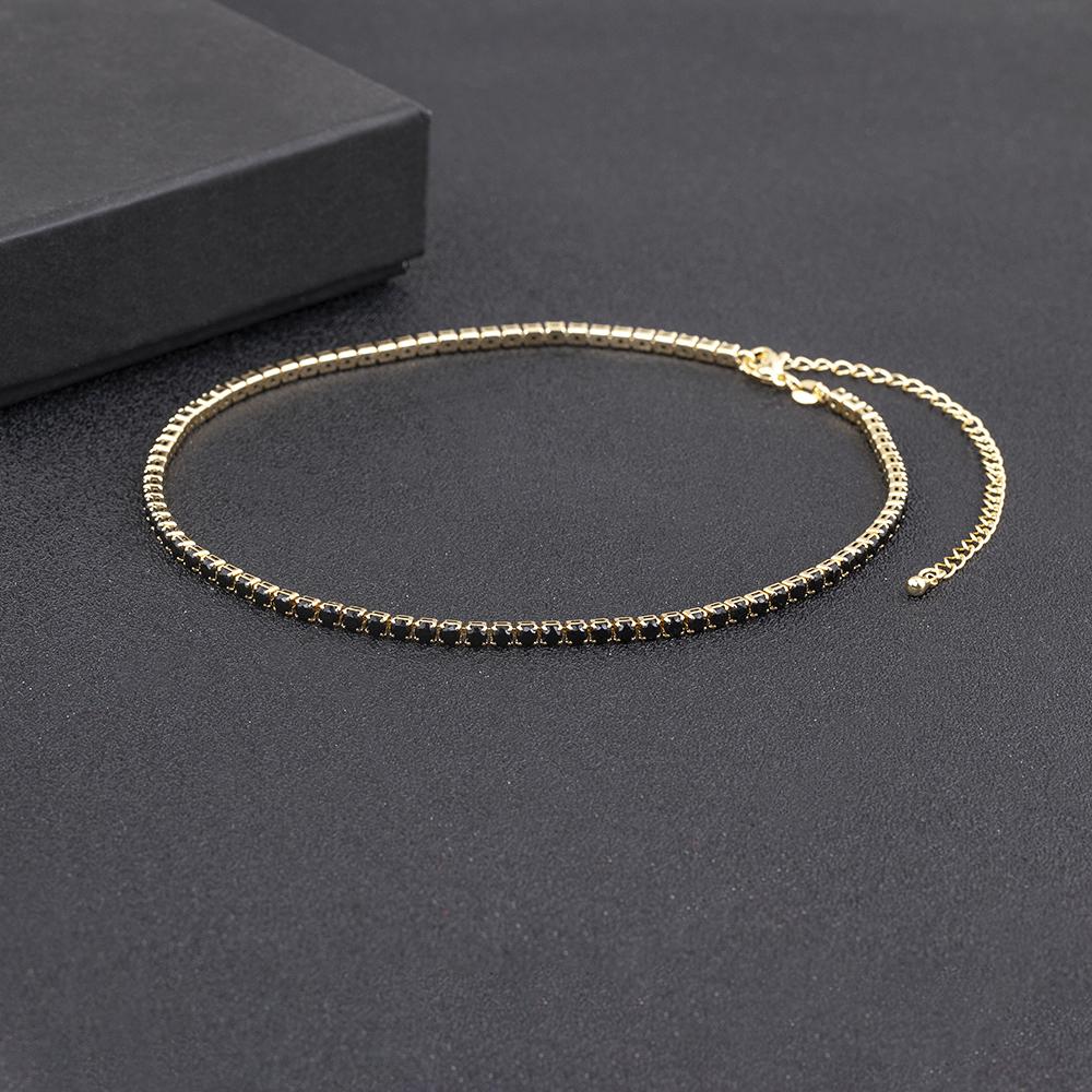 Nidin Fashion Luxury Tennis Chain Women Adjustable Link Necklace Crystal Zircon 7 Colors Choker Gothic Jewelry Gift Gold Plated