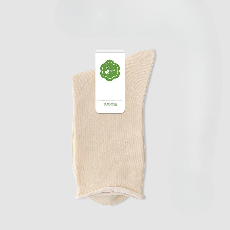 

Белые махровые носки, тонкие женские весенне-летние бесшовные носки до середины икры из чистого хлопка, летние хлопковые носки средней длины 1 pair телесный