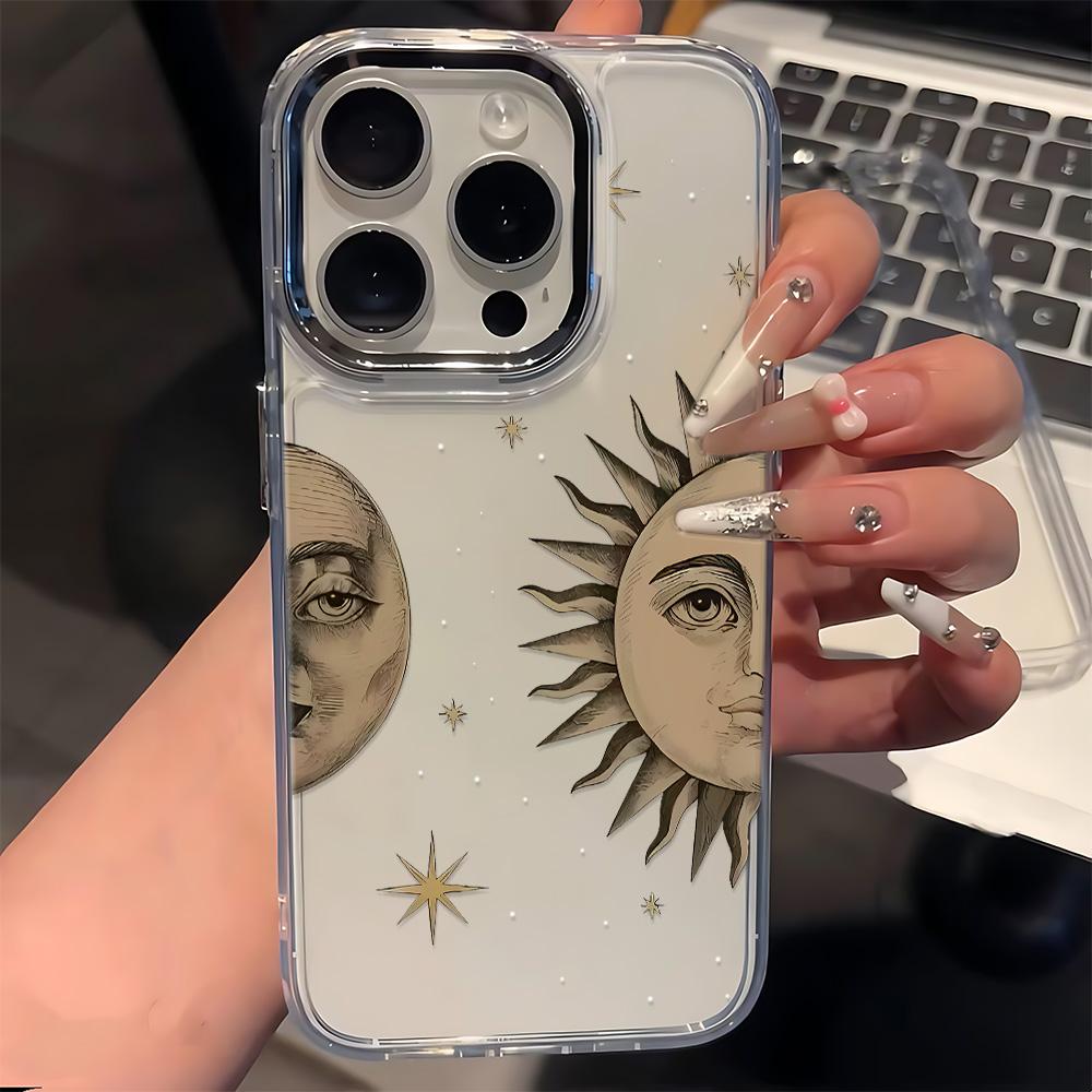 Tarot Wind Moon Star Pattern Phone Case For Iphone 17 15 14 13 Pro Max 11 12  Max 7 8 Plus  Stylish Shockproof Soft Coque Cover