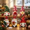 Wooden Gnome Ornaments Christmas Figurine, Resin Tomte with Tree Hat & Reindeer Double Sided Printed Decorations Antlers, Holiday Tabletop Decor