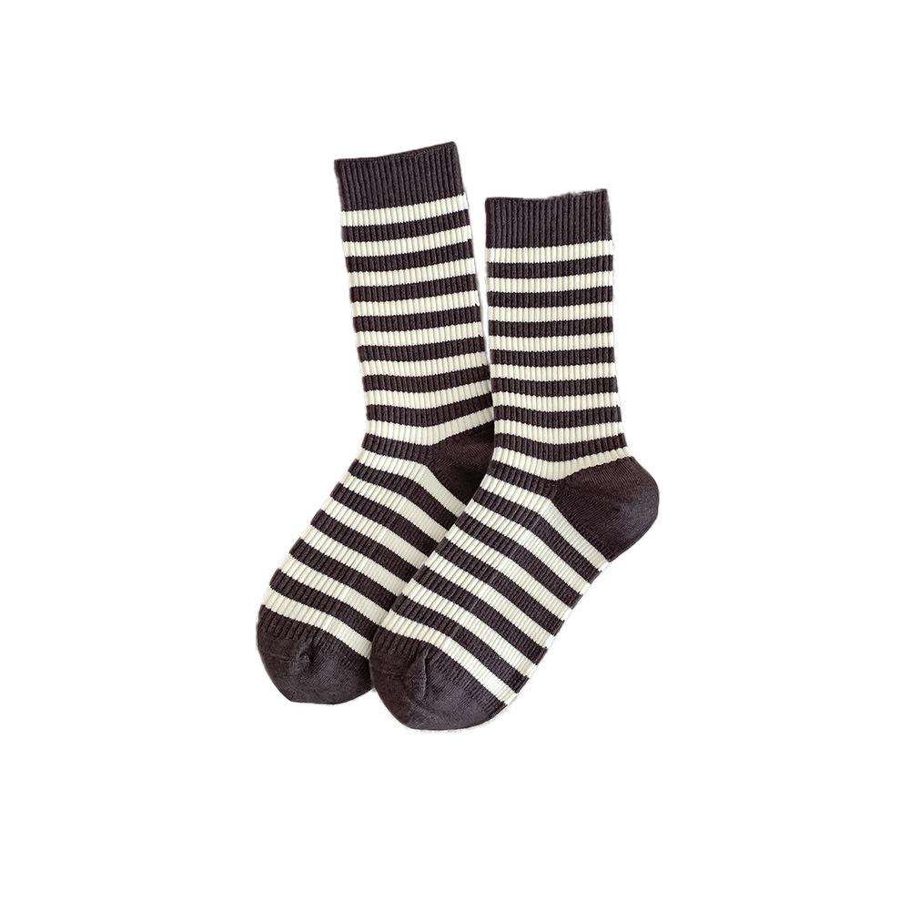 Striped Socks for Women, Thick and Warm Cashmere Socks for Autumn and Winter, Pile Socks, Mid-calf Socks, Versatile and Trendy Long Calf