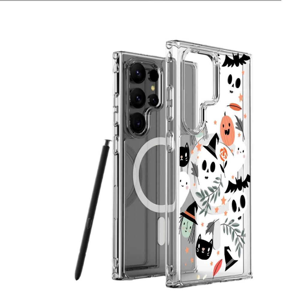 Magic Hat Skull Magnetic Case for iPhone 15/16/17 Pro Max - Transparent Full Coverage