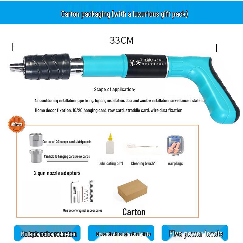 Compact Multi-Function Powder-Actuated Nail Gun for Ceilings and Concrete