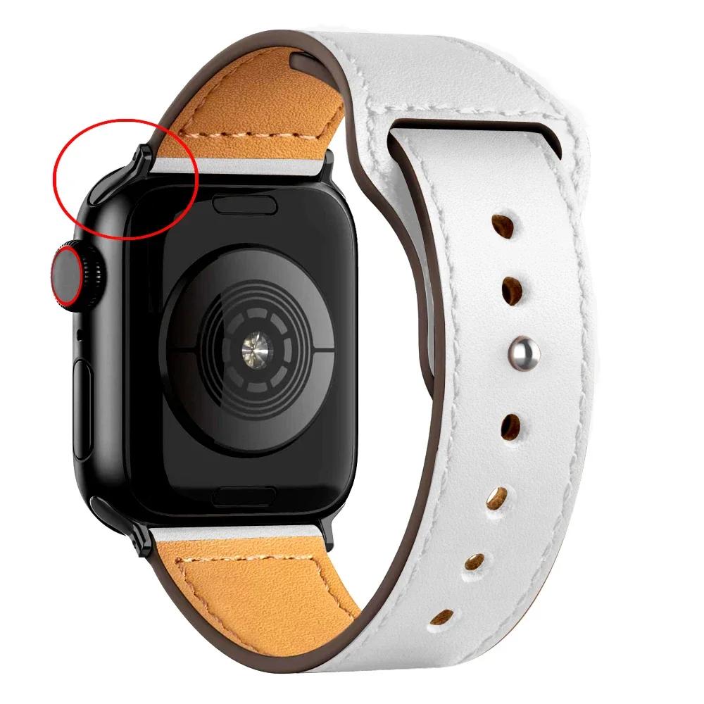 Leather Bands for Apple Watch Ultra 2 49mm 41mm/45mm 44mm 40mm 46mm/42mm Wrist Bracelet Strap IWatch Series 9 8 7 3 4 5 6 10