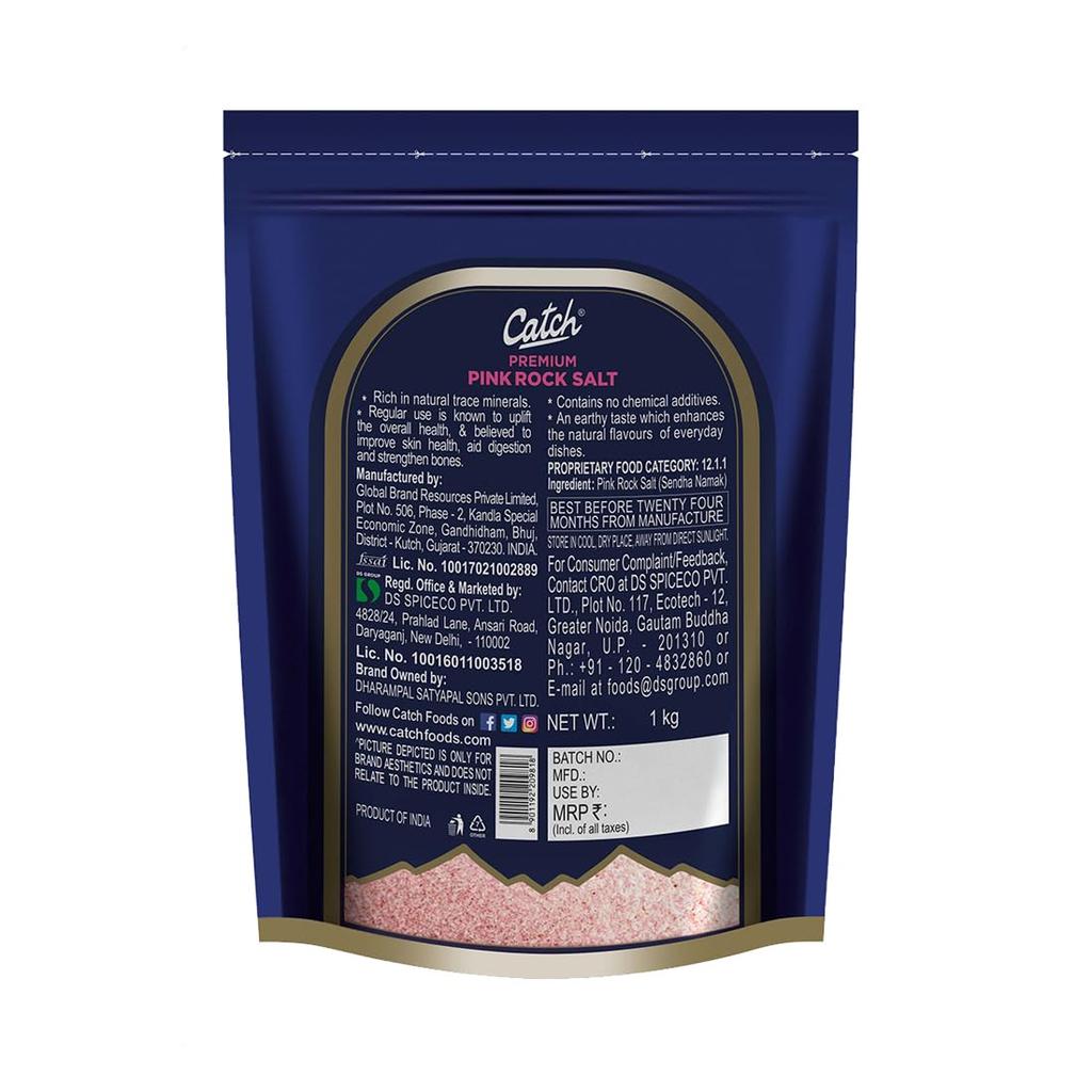 Catch Premium Pink Rock Salt 1 Kg Natural Himalayan Mineral Sendha Namak for Cooking, Grilling, Roasting and Seasoning