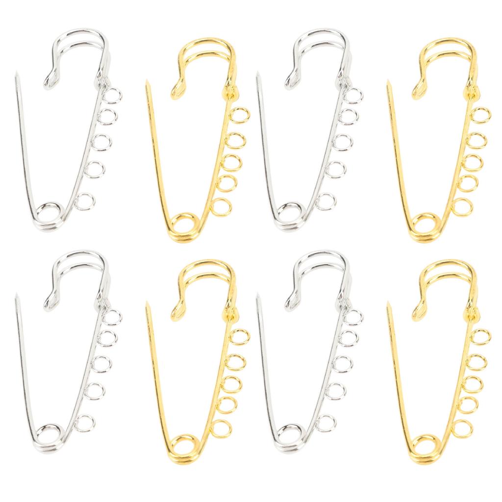 20PCS Brooch Safety Pins Metal Heavy Duty Safety Pins with 5 Holes for Jewelry Making Clothes Blankets Sewing Gold