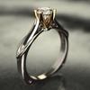 Two-Tone Classic Six-Prong 1 Carat Cubic Zirconia Moissanite-Style Engagement Ring
