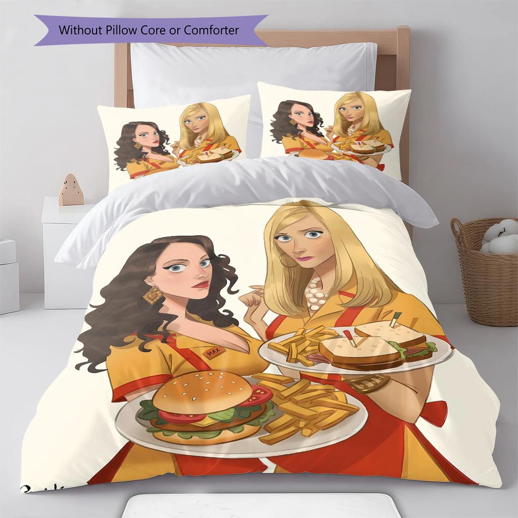 2 Broke American Sitcom Pattern Bedding,Quilt Set Quilt Cover Pillowcase Home Birthday Gift (1 * Duvet Cover + 2 * Pillowcase, Without Core)