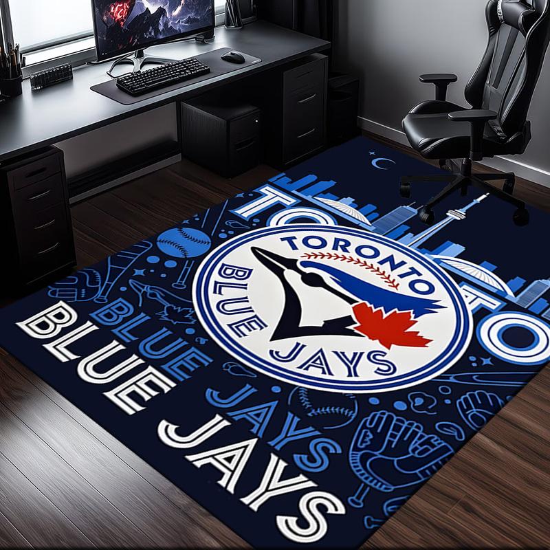 Blue Jays Logo Rug Office Carpet Non-Slip Mat, Chair Rug Floor Covering for Gaming, Bedroom, Living Room , Home Decor Christmas Gift
