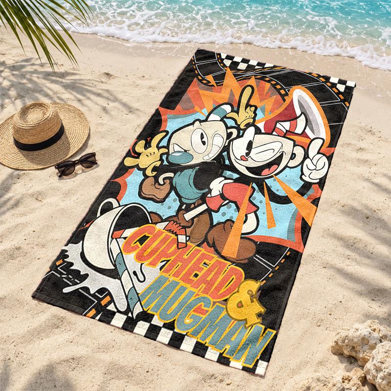 Cuphead Microfiber Beach Towel Quick Dry Sand Free Lightweight Beach Towels for Travel Swimming Camping
