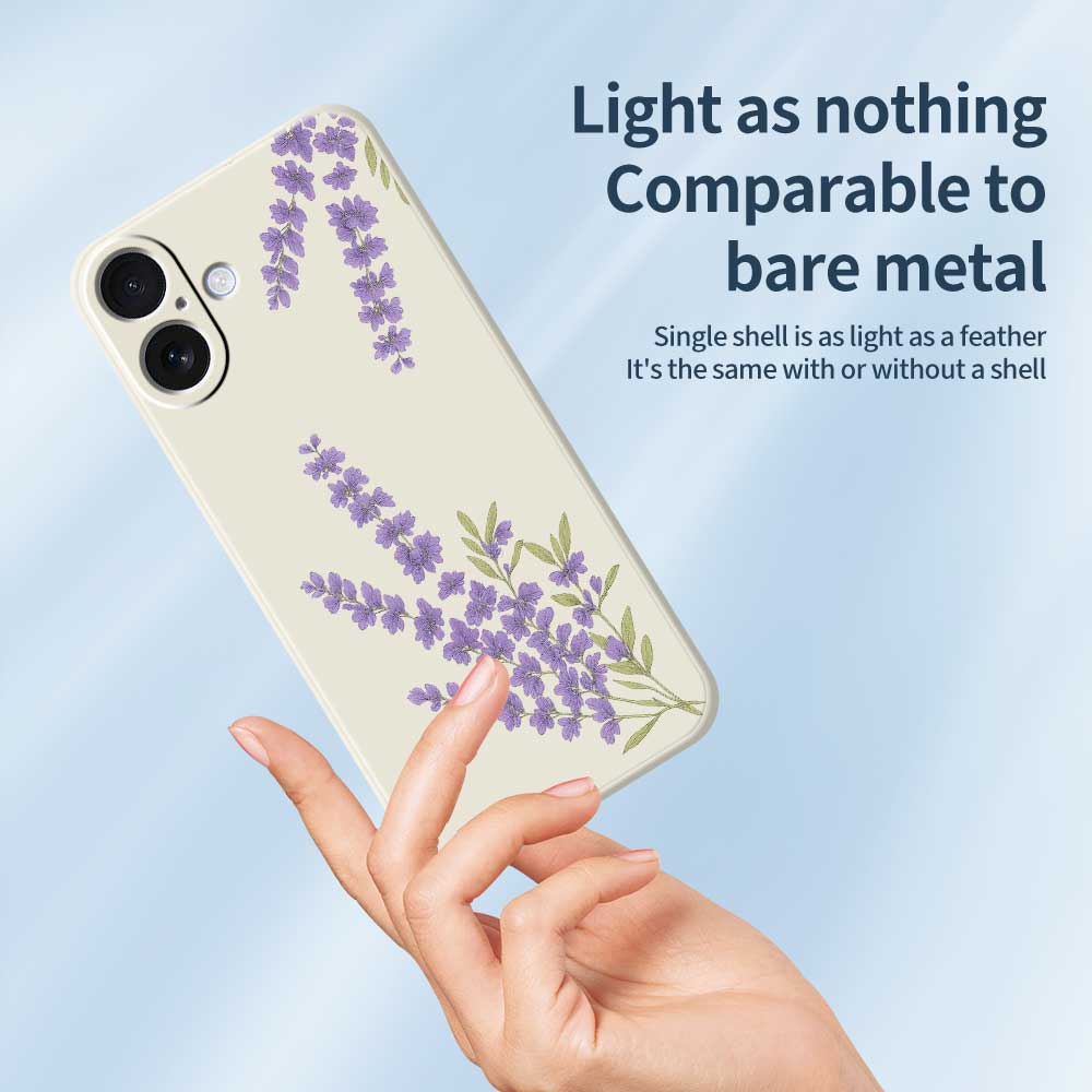 For iPhone 17 Case Lavender Pattern Printing Straight Edge TPU Phone Back Cover