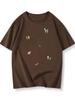 Women's Plus Size Retro Brown Cotton Short Sleeve T-shirt - Age-Reducing Stylish Loose Fit