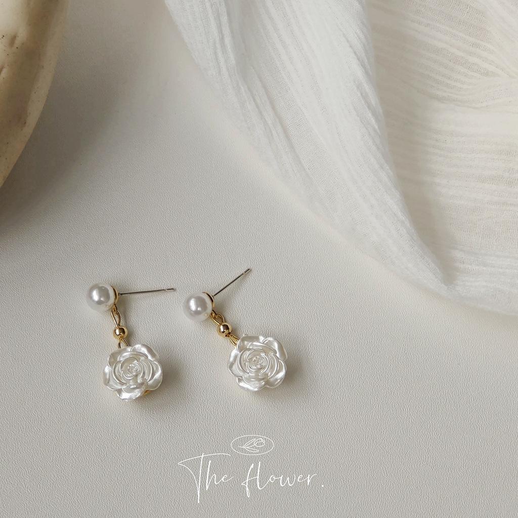 [Camellia] 925 Silver Needle Handmade Pearl Flower Stud Earrings - Women s Japanese Korean Sweet Style INS Earrings