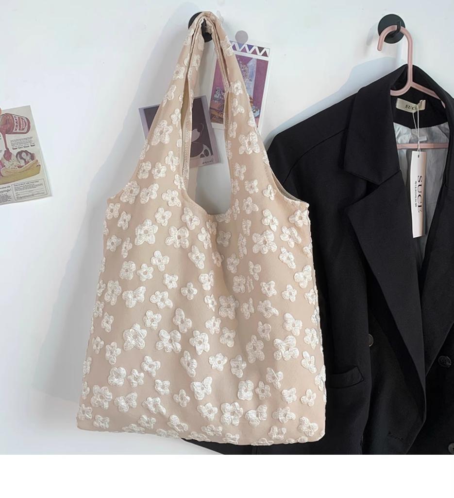 Urocza Torba na jedno ramię dla studentki z motywem kwiatów i motyli, Torba do ręki o dużej pojemności