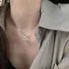 Non-Fading Little Star Pendant Necklace, Titanium Steel, Silver-White, Cool Sweet Style for Women, Simple Cross Chain and Snake Bone Chain