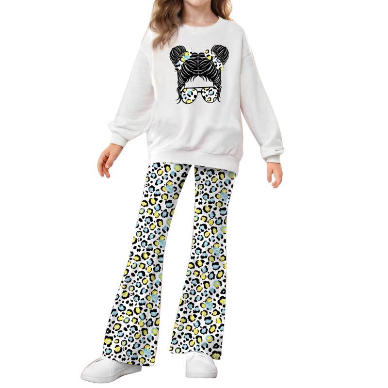 

Комплект детской одежды для девочек 5-14 лет: толстовка с круглым вырезом и расклешенные брюки 11-12Y