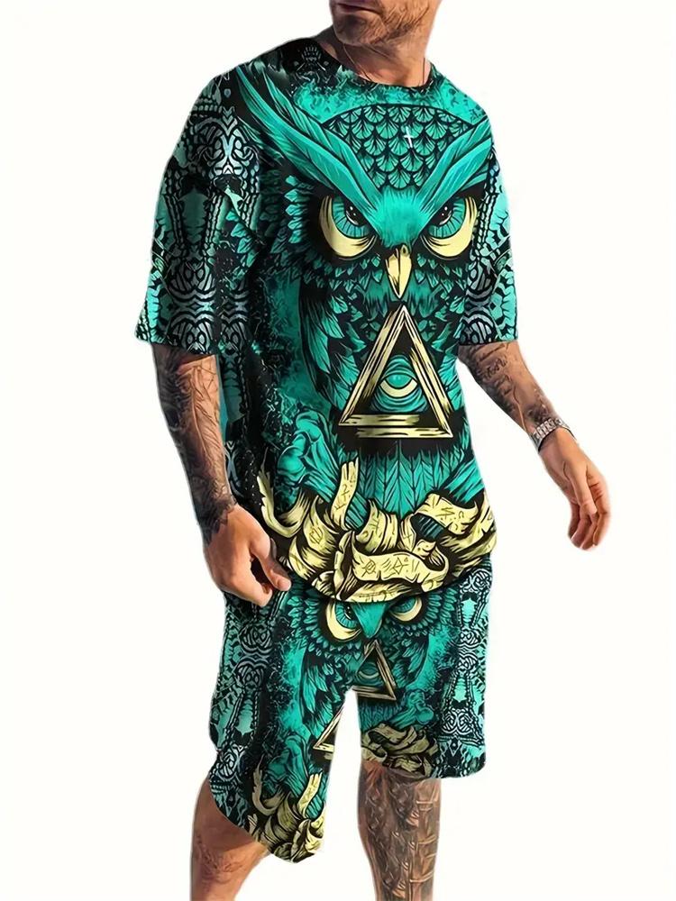2024 New Summer Fashion Animal Print Suit Black and White Tiger 3D Pattern Outdoor Street Shooting Sportswear Men's Casual Wear