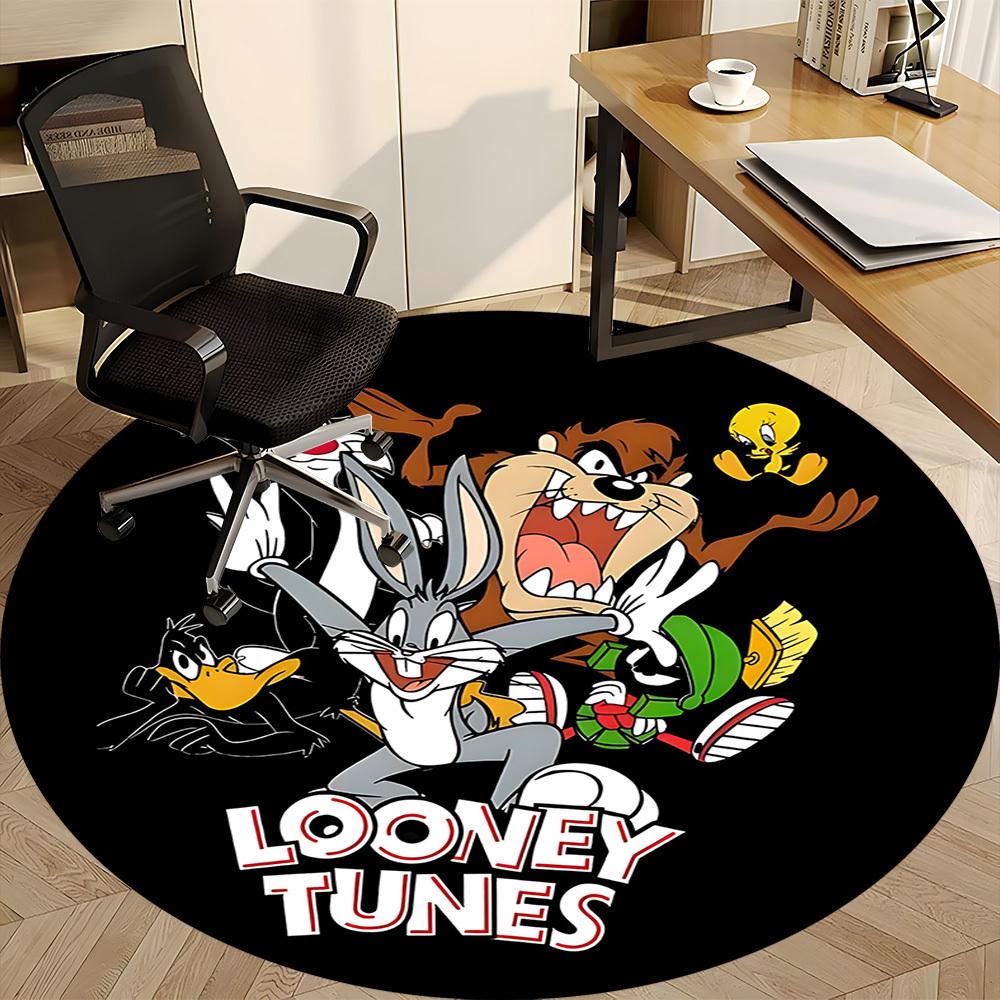 1pc Looney Tunes Characters Office Round Area Rug, Bedroom Living Room Home Decor, Room Deco, Offic A1016116