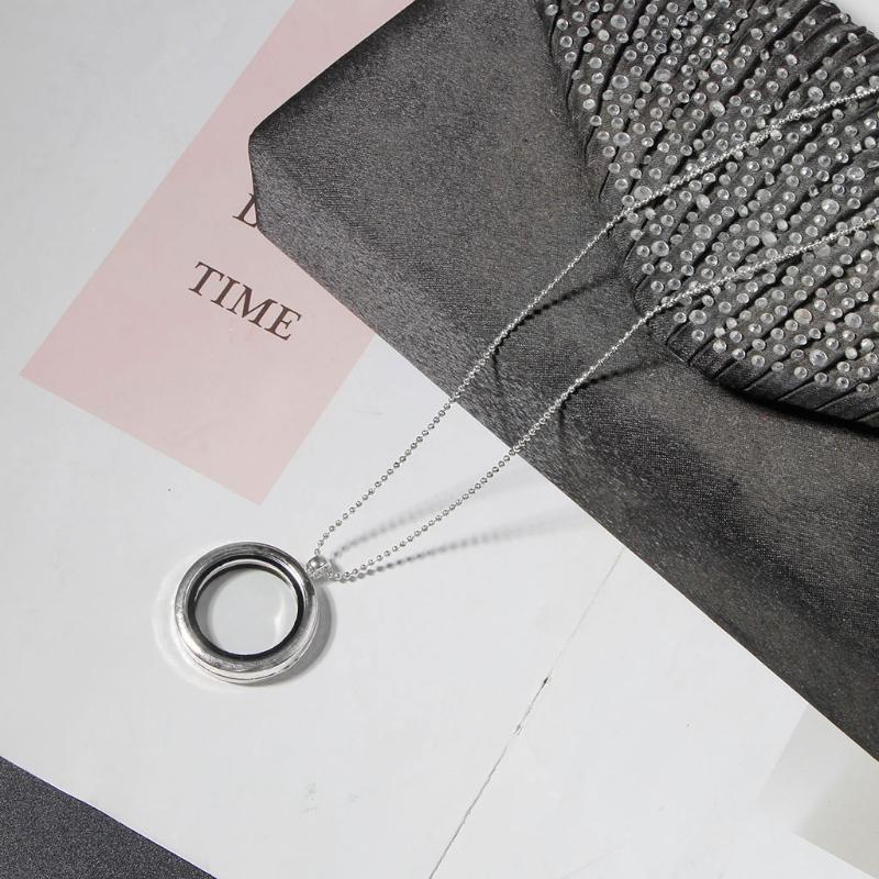 Locket Necklace Diy Floating Round Locket Pendant Live Floating Memory Necklace Suitable for Women's Friendship Necklace